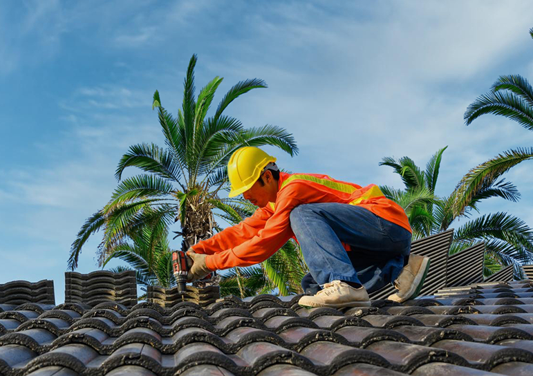 Roof repair worker